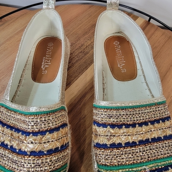 Patrizia by Spring Step Slip On Espadrilles Gold Metallic Colorful Flats Size 39 - Picture 14 of 17